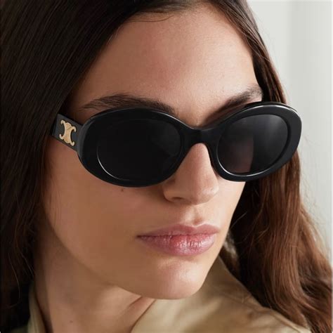 celine oval gold frame sunglasses|celine triomphe 52mm oval sunglasses.